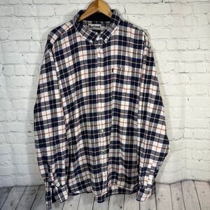 Barbour Blake Tailored Fit Plaid Button Down Flannel Shirt Mens XXL Navy